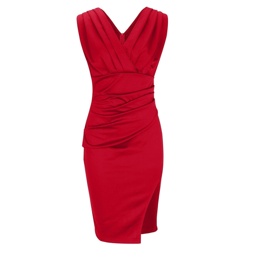 Astrella | Fitted Dress with V-Neck and Slit