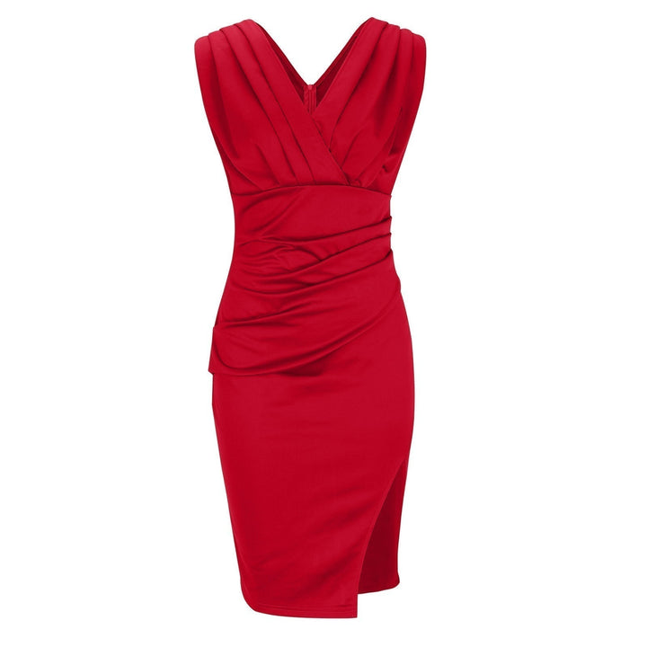 Astrella | Fitted Dress with V-Neck and Slit