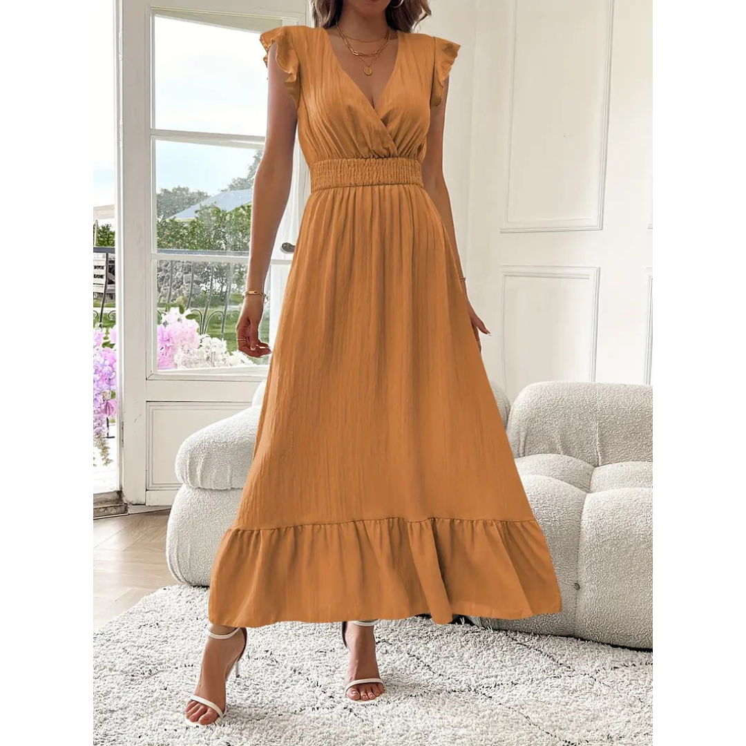 AVALERI™ - Chic Shirred V-Neck Maxi Dress for Summer