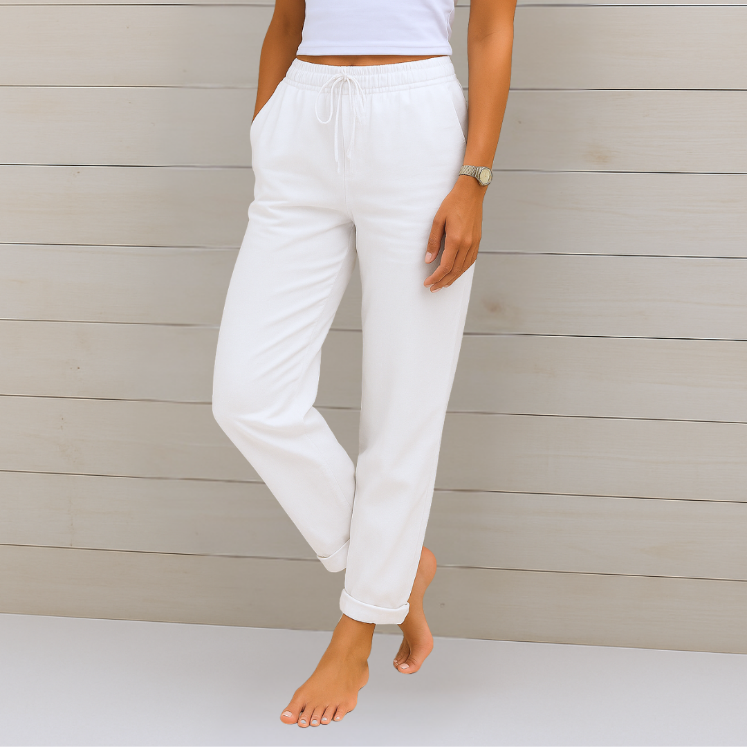 Maylora | Elastic-Finish Linen Trousers