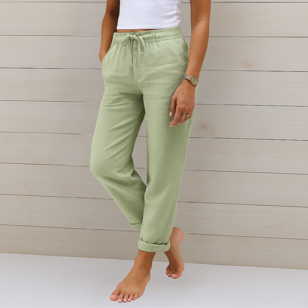 Maylora | Elastic-Finish Linen Trousers