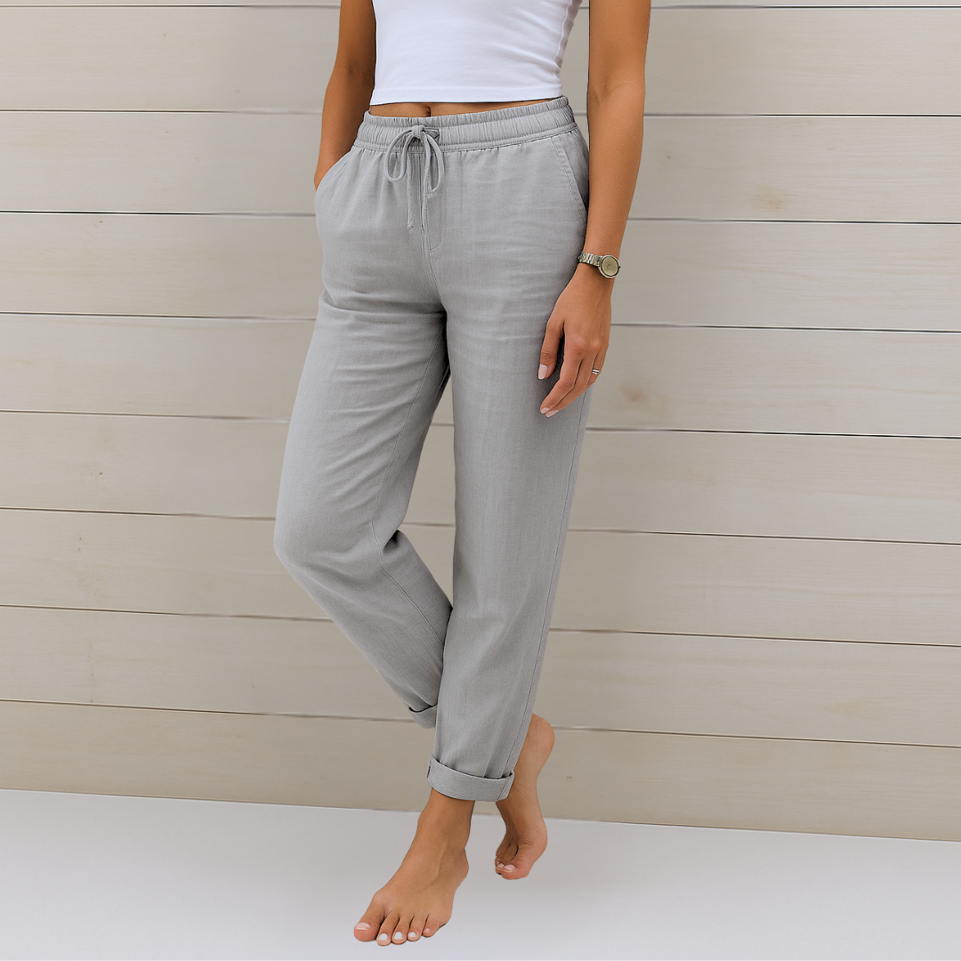 Maylora | Elastic-Finish Linen Trousers