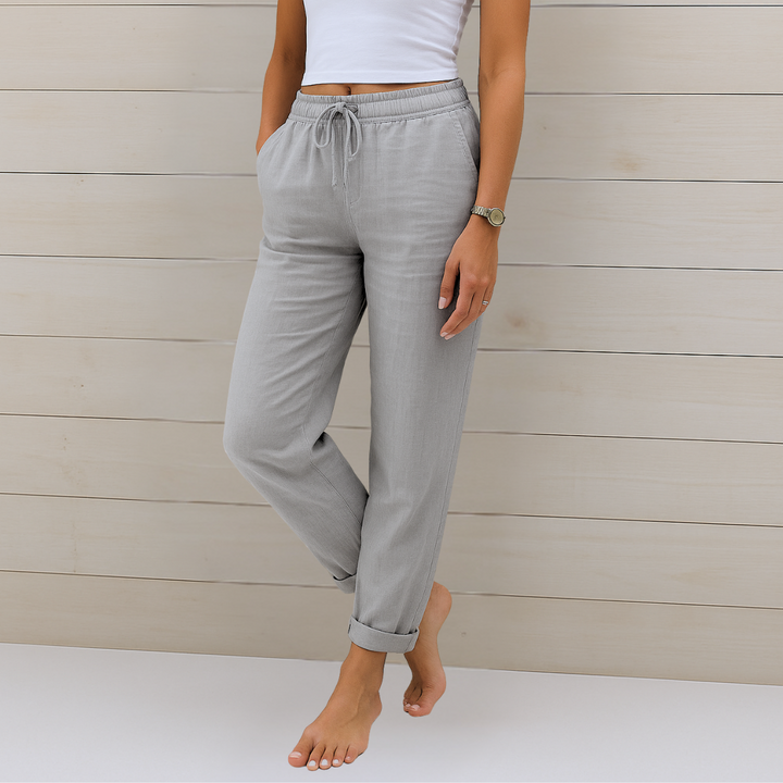 Maylora | Elastic-Finish Linen Trousers