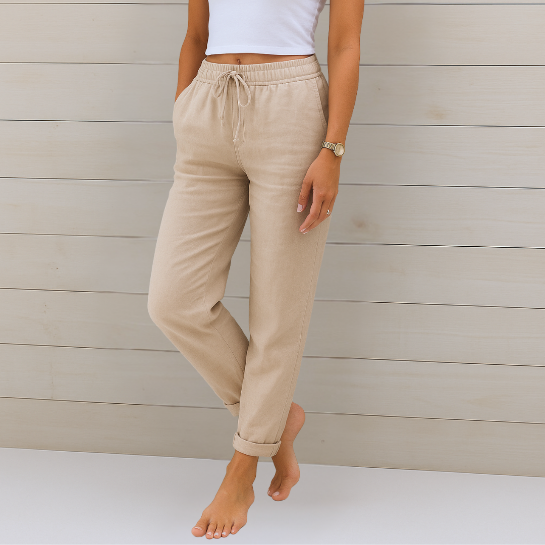 Maylora | Elastic-Finish Linen Trousers