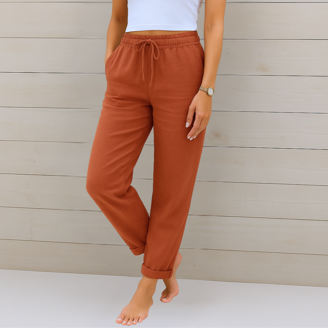 Maylora | Elastic-Finish Linen Trousers