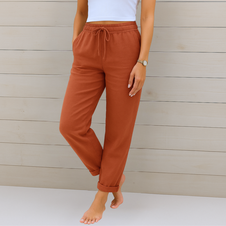 Maylora | Elastic-Finish Linen Trousers
