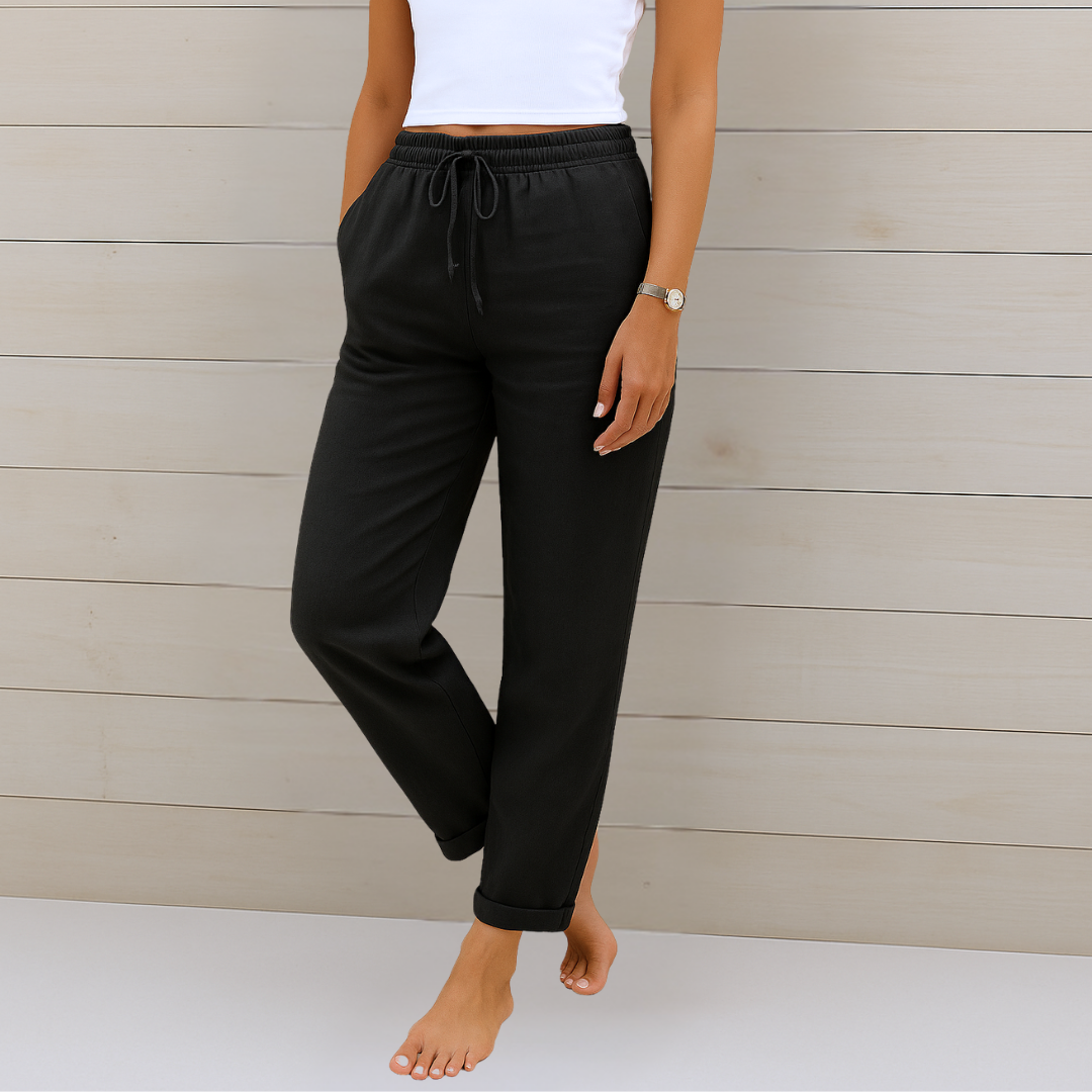 Maylora | Elastic-Finish Linen Trousers