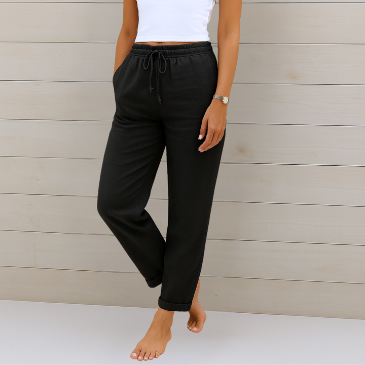 Maylora | Elastic-Finish Linen Trousers