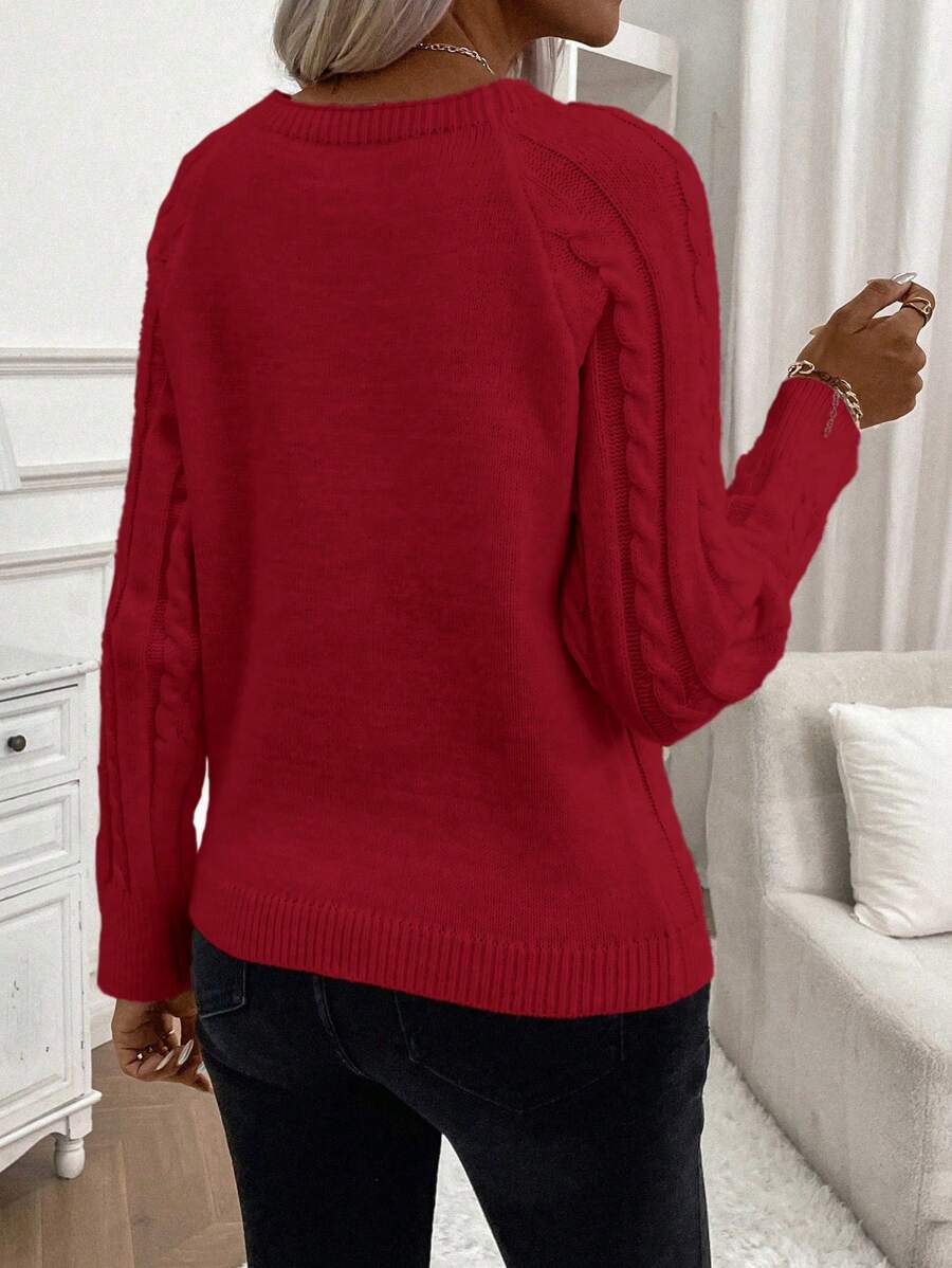 ASTRELLA – Ladies’ Button-Detail Cable Knit Jumper