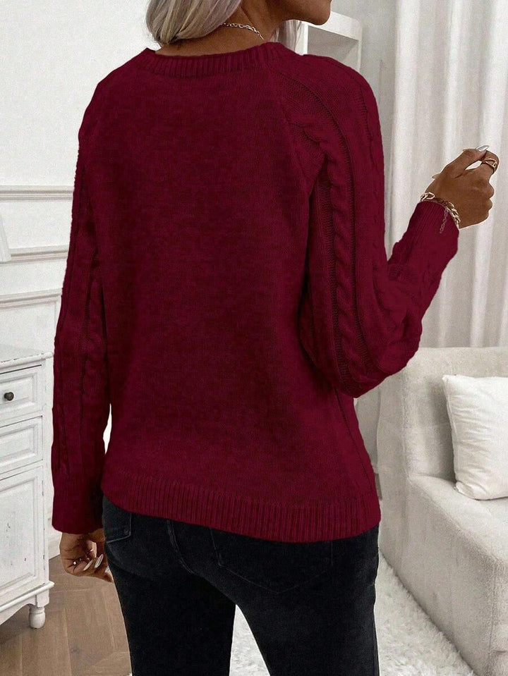 ASTRELLA – Ladies’ Button-Detail Cable Knit Jumper