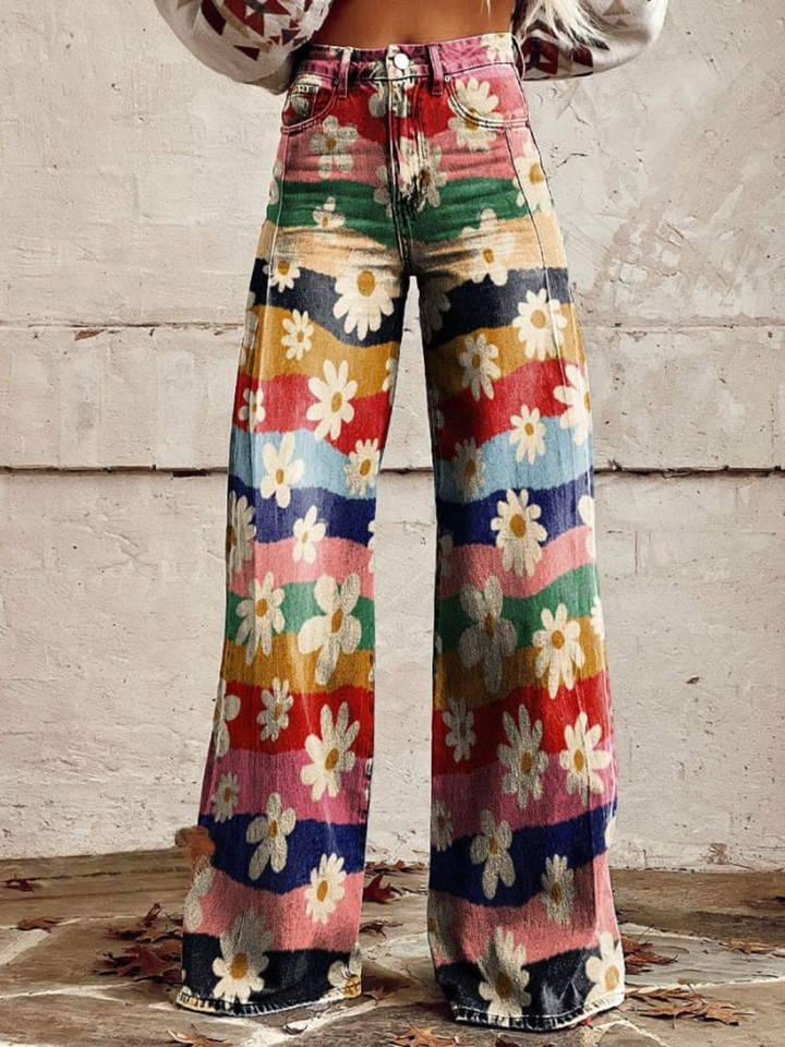 ELIANE™ - Vintage Bloom Wide-Leg Trousers