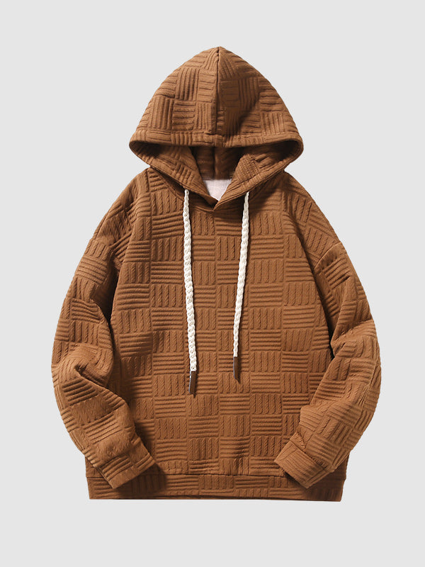 Men's Geometric Texture Loose Fit Jacquard  Hoodie