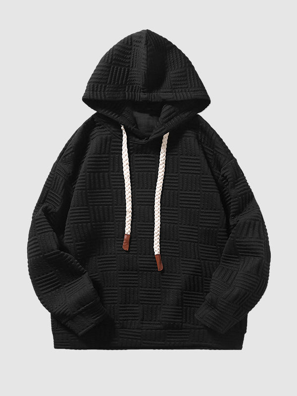 Men's Geometric Texture Loose Fit Jacquard  Hoodie