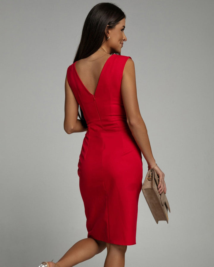 Astrella | Fitted Dress with V-Neck and Slit