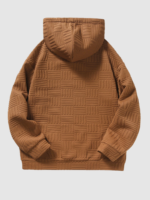 Men's Geometric Texture Loose Fit Jacquard  Hoodie