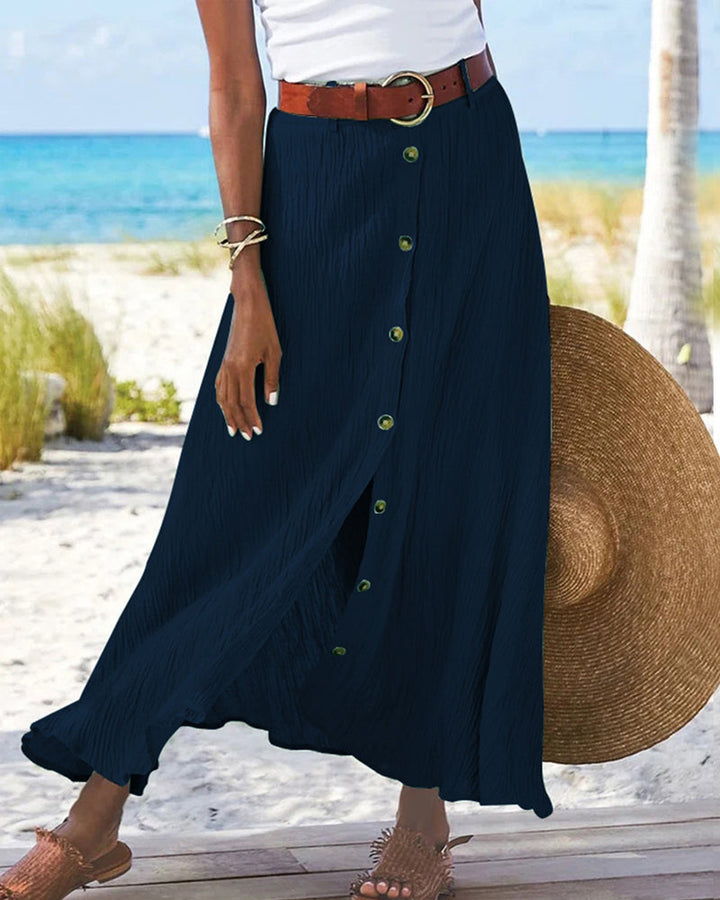 Syndy™ | Button-Detail Flowing Skirt