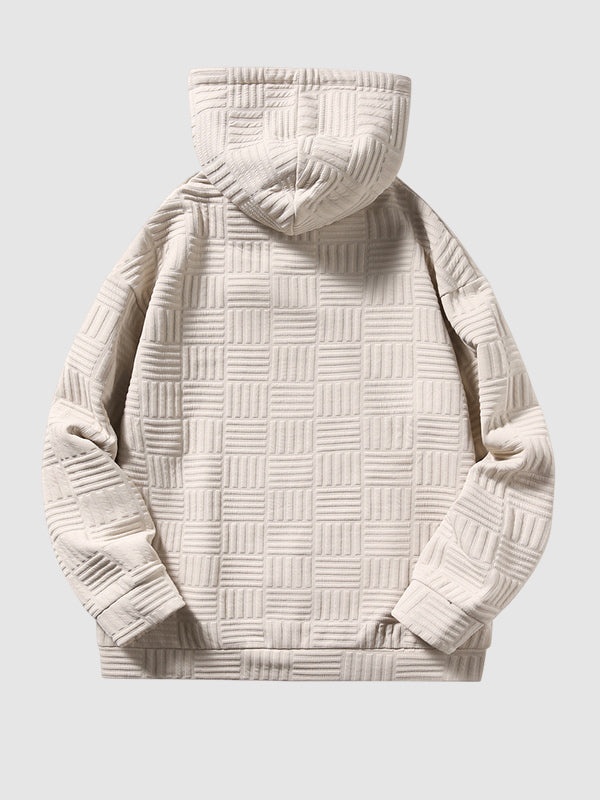 Men's Geometric Texture Loose Fit Jacquard  Hoodie
