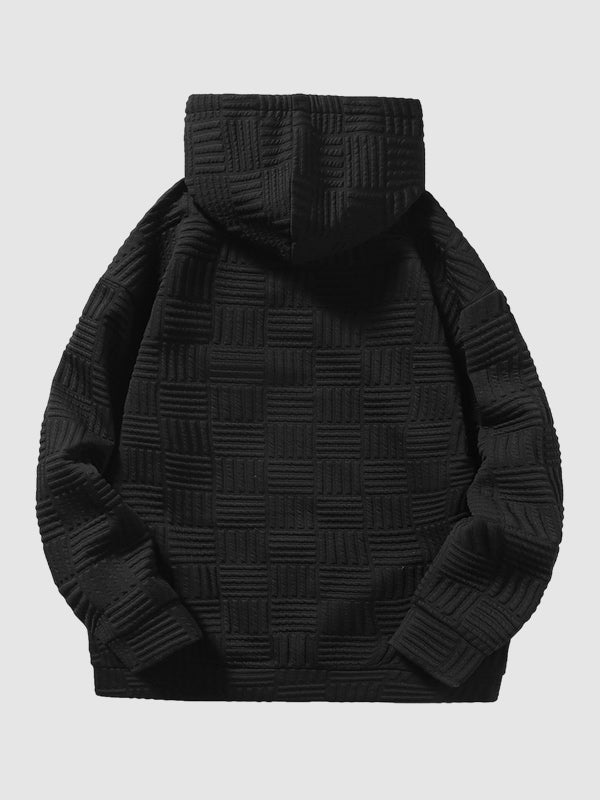 Men's Geometric Texture Loose Fit Jacquard  Hoodie