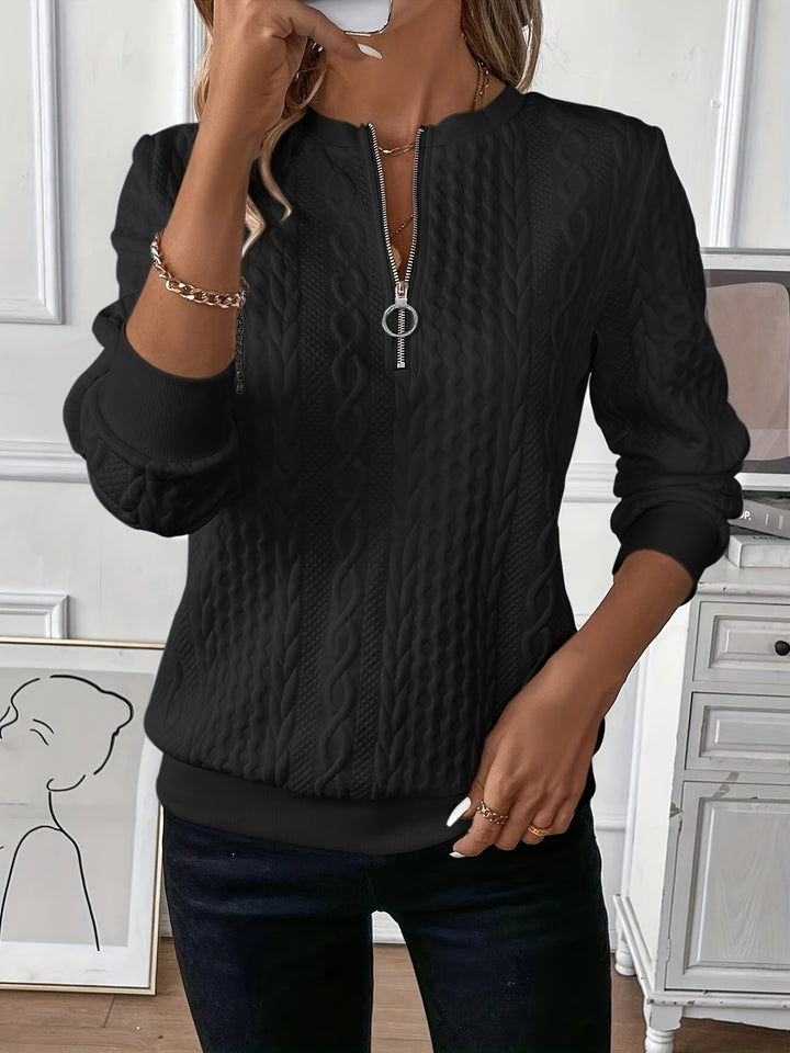 astrella - Ladies' zip-up cable knit jumper