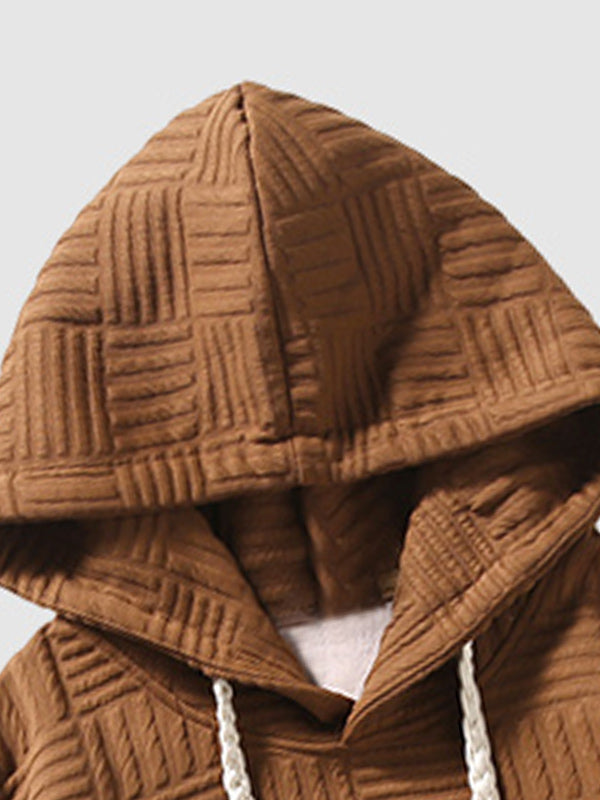 Men's Geometric Texture Loose Fit Jacquard  Hoodie
