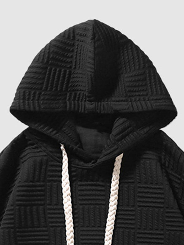 Men's Geometric Texture Loose Fit Jacquard  Hoodie