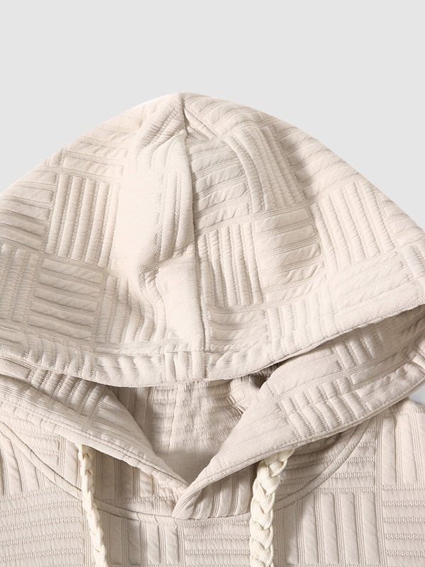 Men's Geometric Texture Loose Fit Jacquard  Hoodie