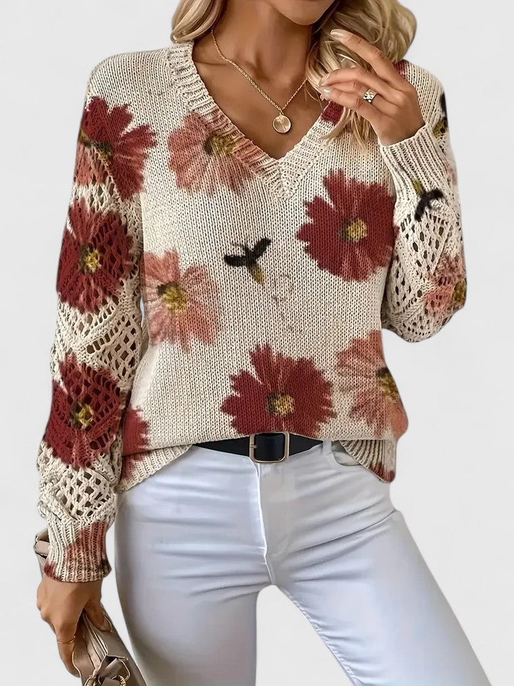 ASTRELLA | Elegant Jumper with Floral Pattern