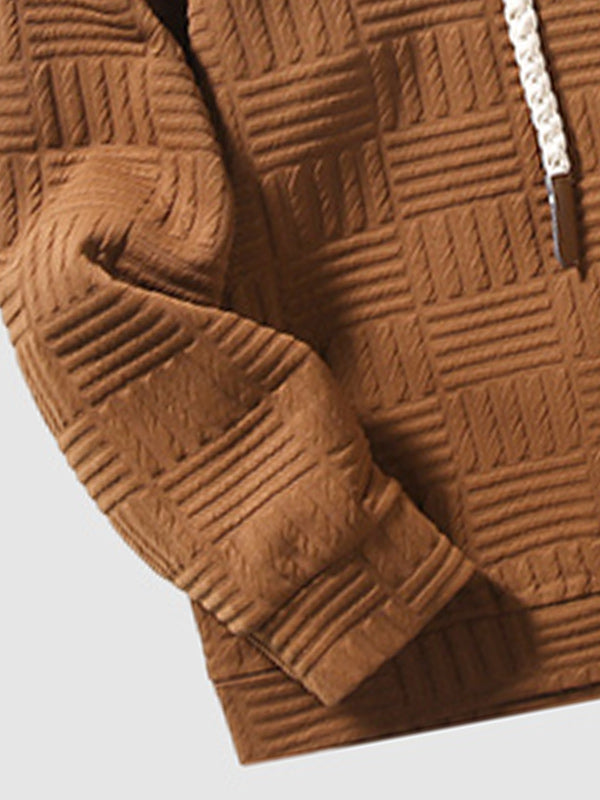 Men's Geometric Texture Loose Fit Jacquard  Hoodie