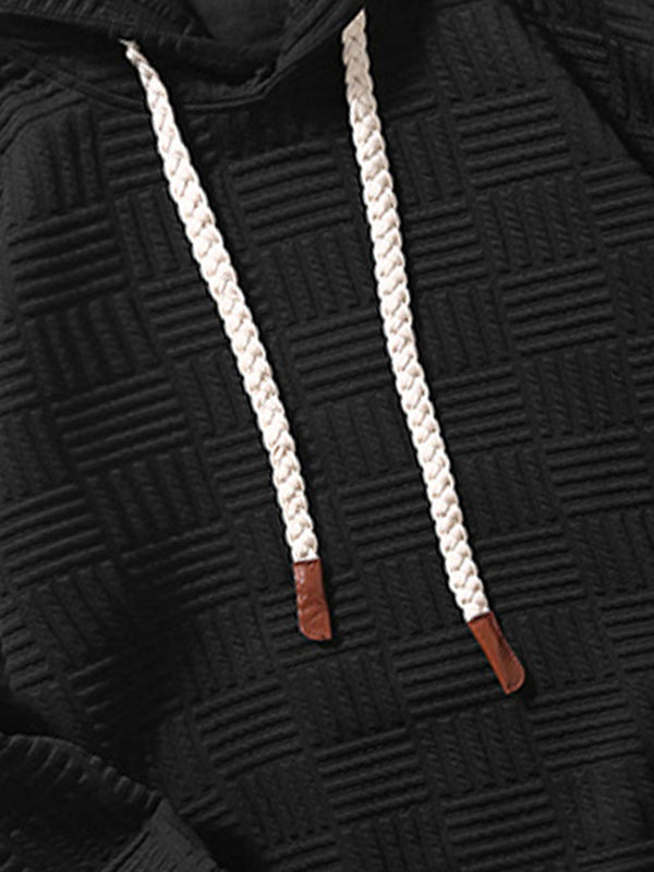 Men's Geometric Texture Loose Fit Jacquard  Hoodie