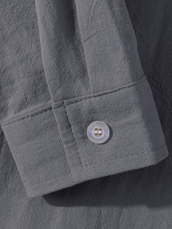MEN'S COTTON AND LINEN TEXTURED LONG SLEEVES SHIRT