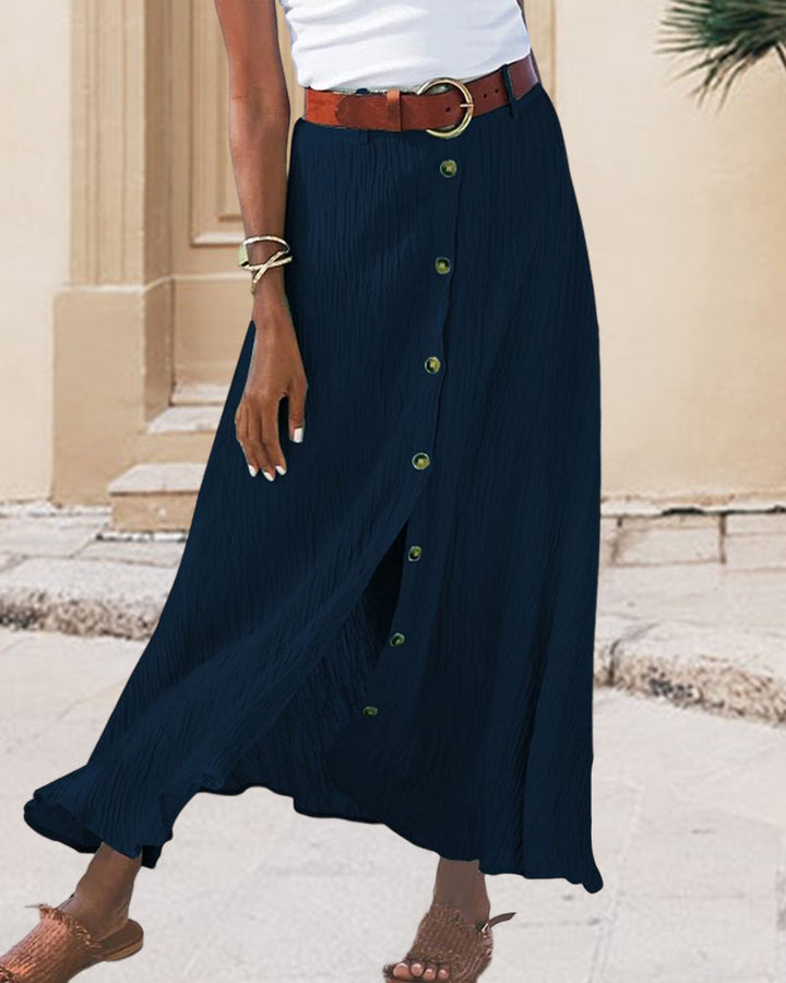 Syndy™ | Button-Detail Flowing Skirt