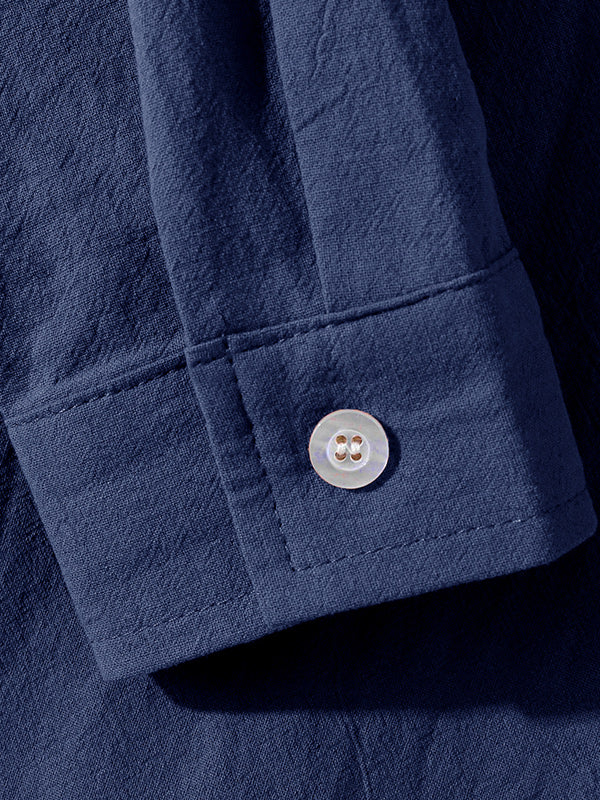 MEN'S COTTON AND LINEN TEXTURED LONG SLEEVES SHIRT