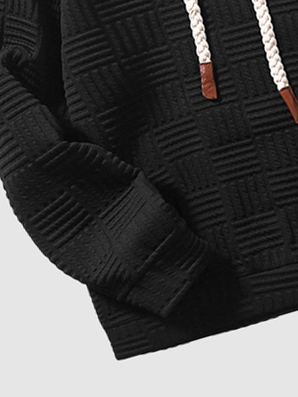 Men's Geometric Texture Loose Fit Jacquard  Hoodie
