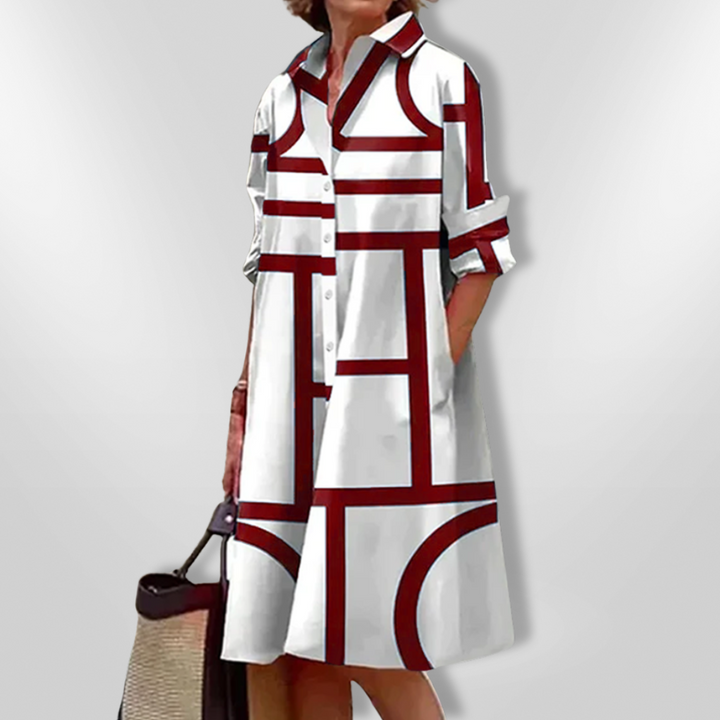 CHEZKA™ - Sophisticated Geometric Midi Dress