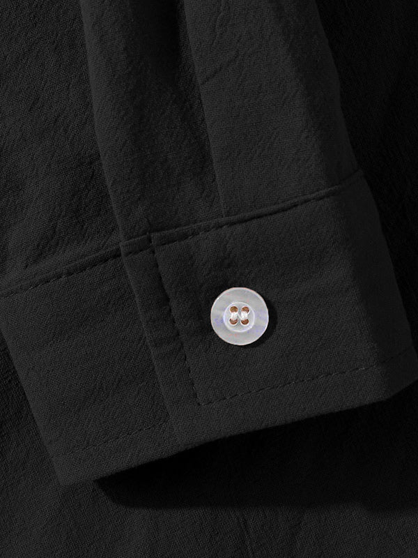 MEN'S COTTON AND LINEN TEXTURED LONG SLEEVES SHIRT