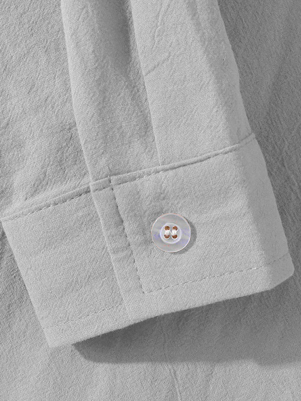 MEN'S COTTON AND LINEN TEXTURED LONG SLEEVES SHIRT