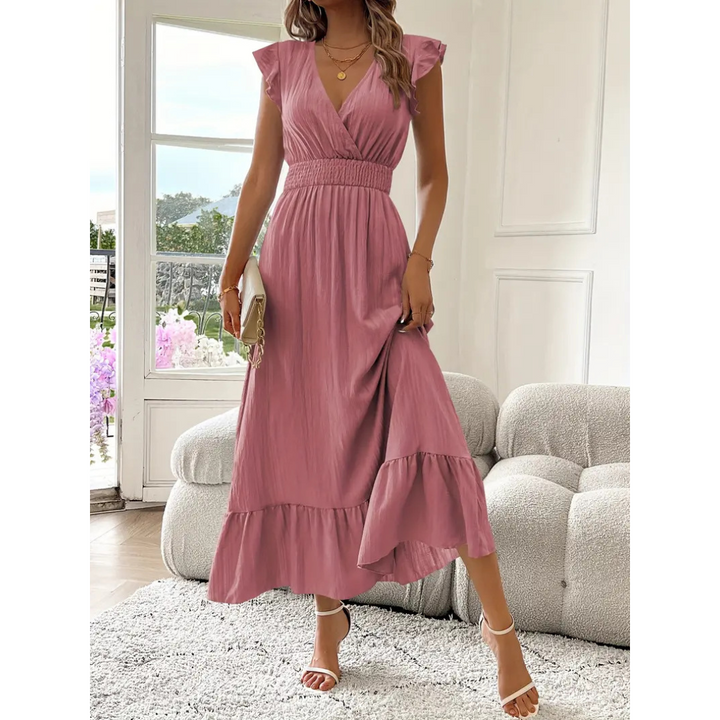AVALERI™ - Chic Shirred V-Neck Maxi Dress for Summer