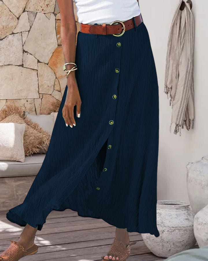 Syndy™ | Button-Detail Flowing Skirt