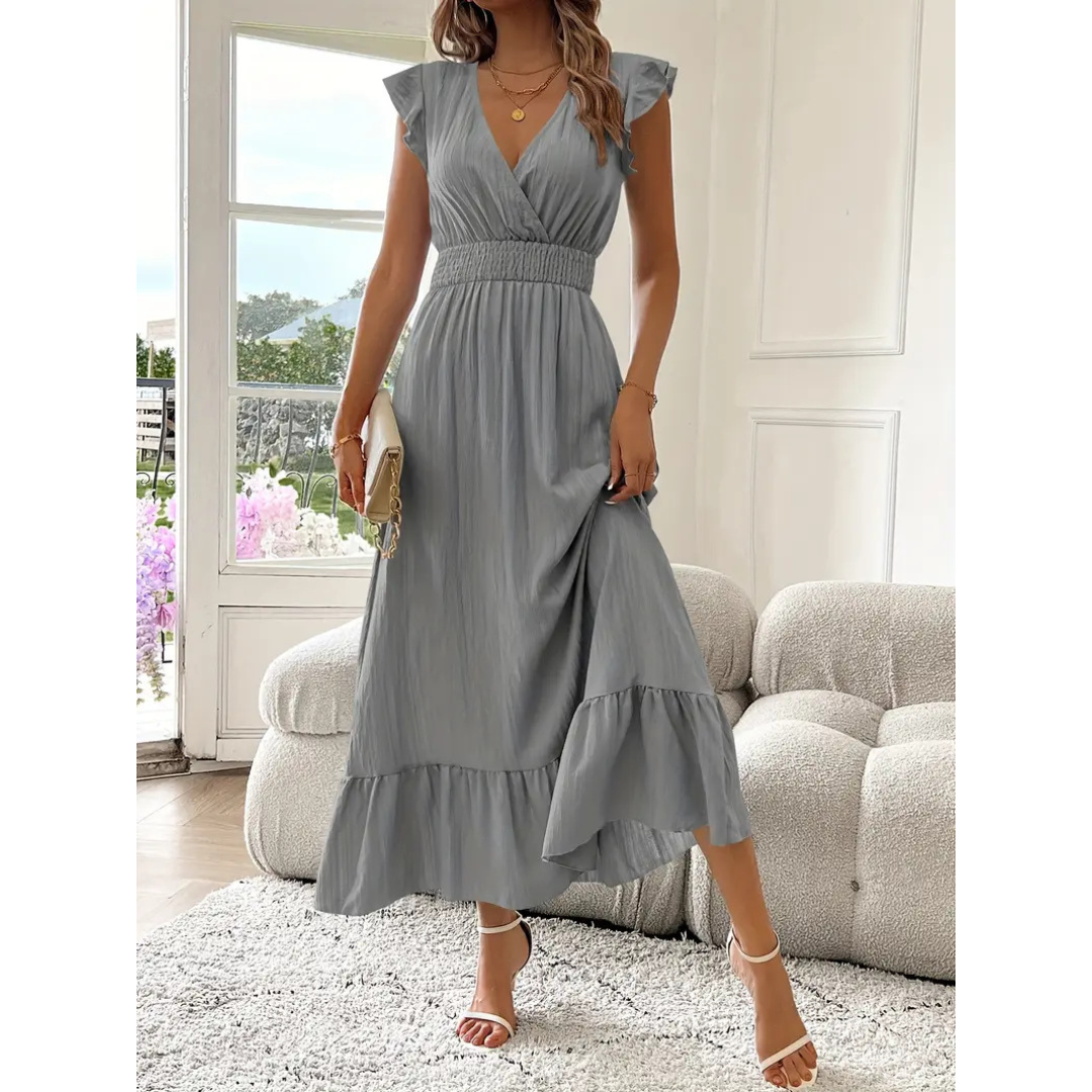AVALERI™ - Chic Shirred V-Neck Maxi Dress for Summer