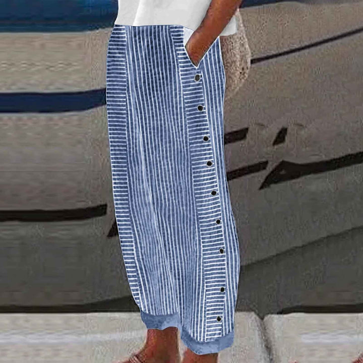 Sera™ | Button-Detail Striped Trousers