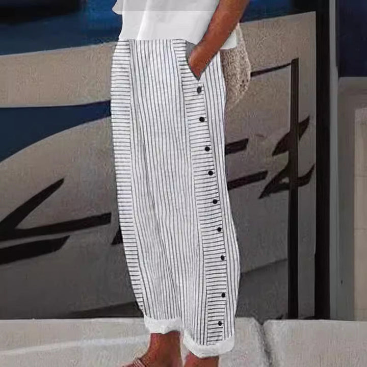 Sera™ | Button-Detail Striped Trousers