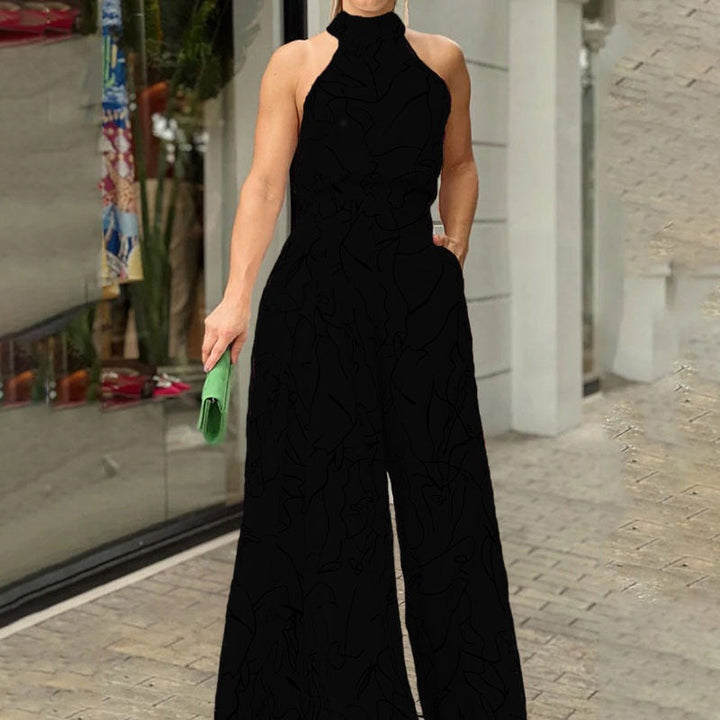 Elegant Wide Leg Neck Tie Sleeveless Summer Jumpsuit
