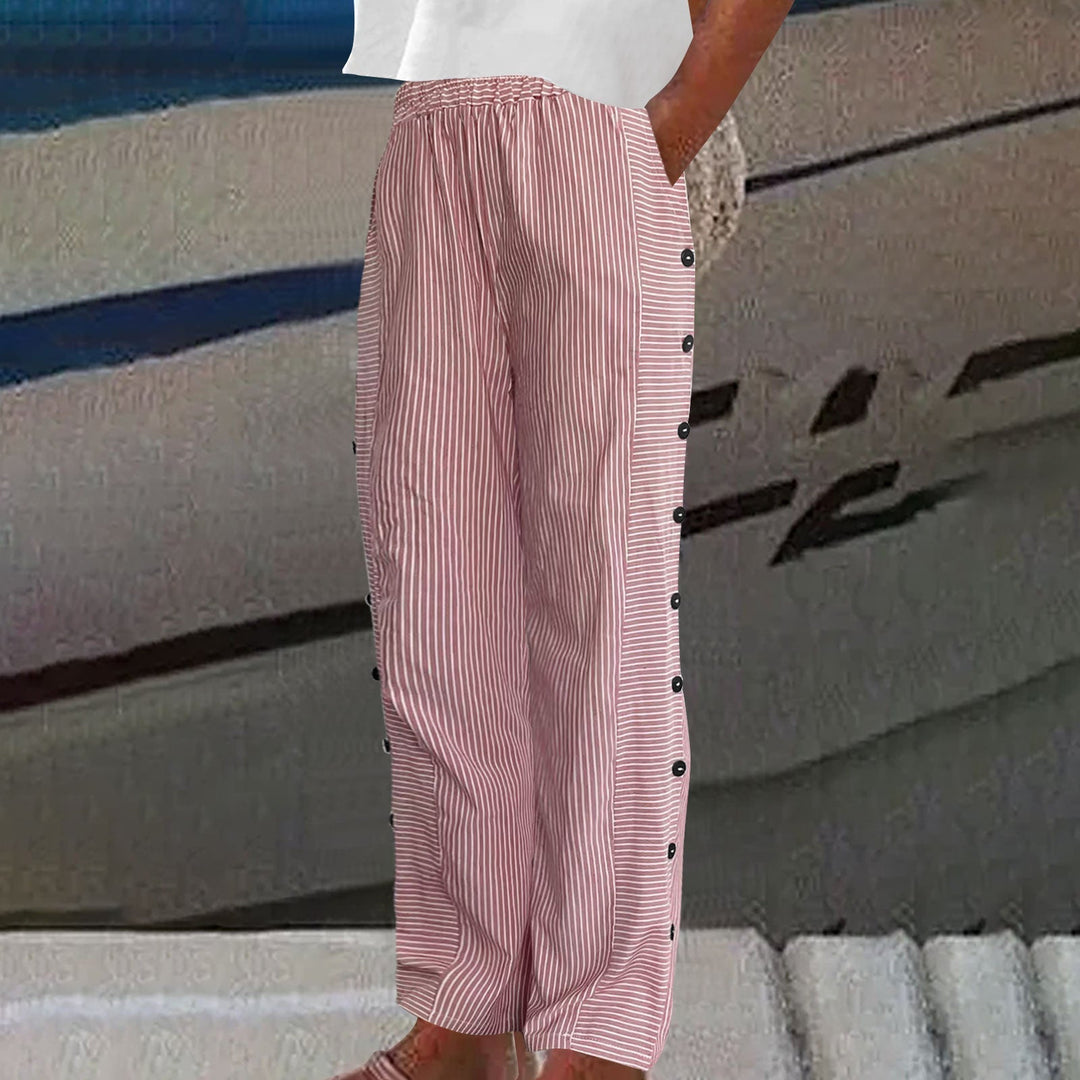 Sera™ | Button-Detail Striped Trousers