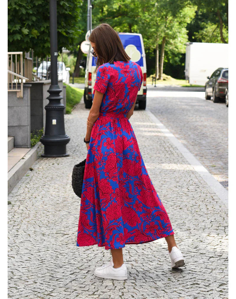 ASTRELLA Elegant Dress with V-Neck and Tummy Coverage