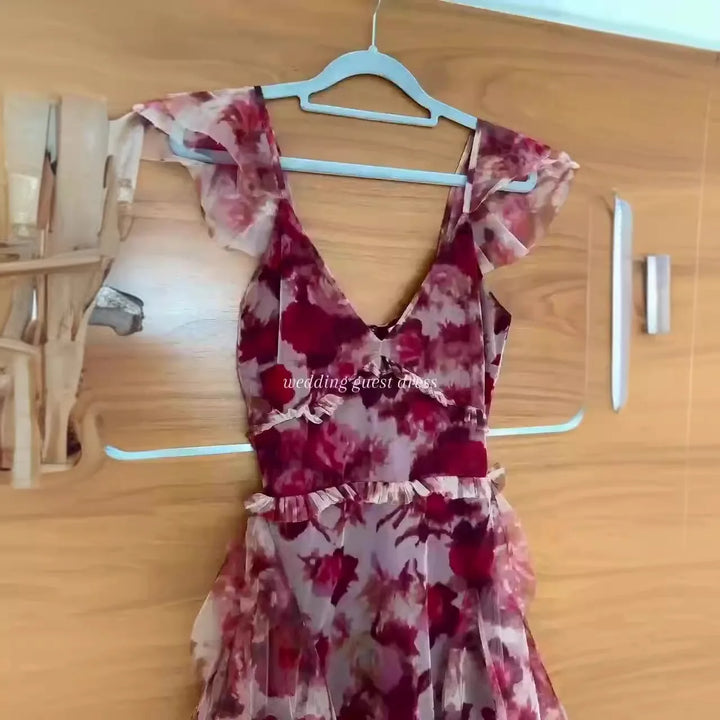 MARIELA™ – Elegant Floral Ruffle Maxi Dress