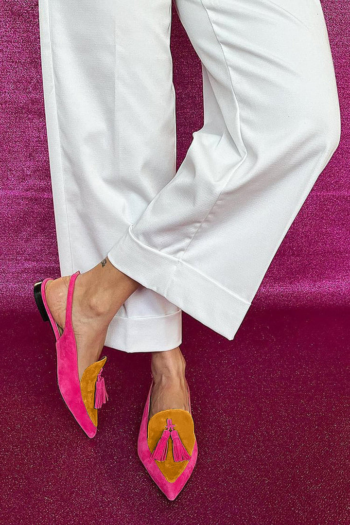 Rosaa™ | Vibrant Ballerina Flats with Fringe Details and Stylish Ankle Strap