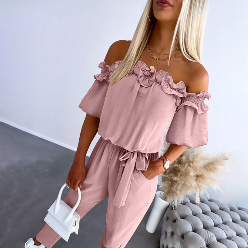 MILA™ – Stylish Off-Shoulder Frill Jumpsuit with Tie Waist