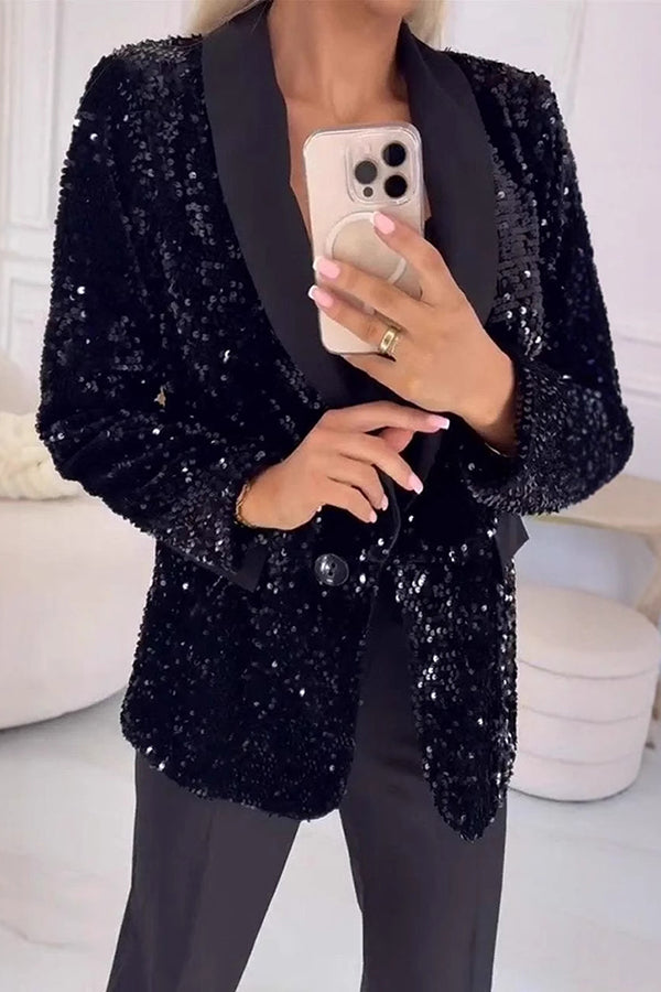 LUXARA™ Shimmering Sequin Blazer