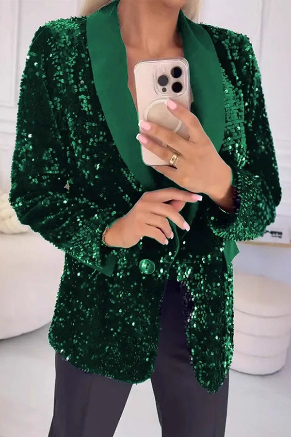 LUXARA™ Shimmering Sequin Blazer