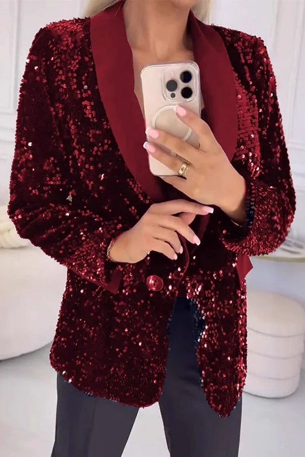 LUXARA™ Shimmering Sequin Blazer